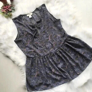 Loft Floral Tank Top with Tie Neck